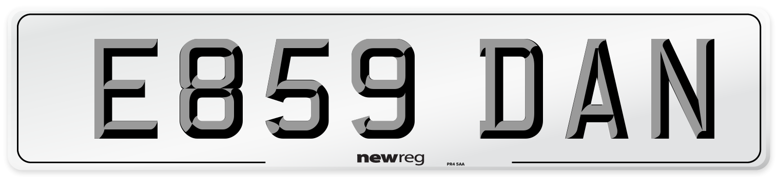 E859 DAN Number Plate from New Reg